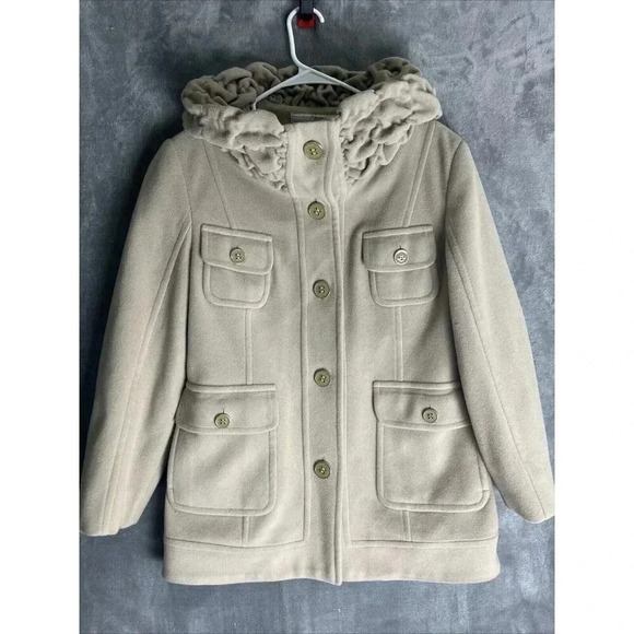 PERRY ELLIS Portfolio Women's 6 Mid Length Pea Coat Wool Blend Pockets Outerwear - Picture 1 of 7
